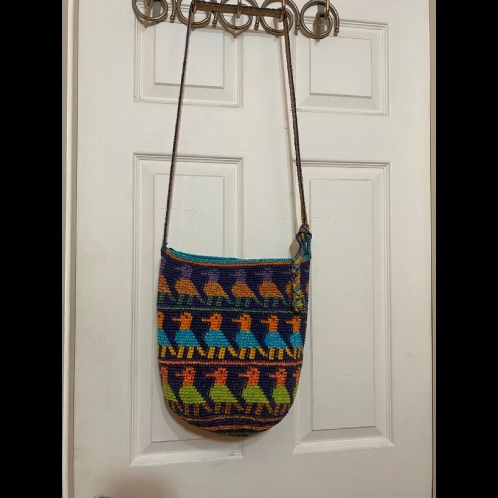 Handmade hobo purse crossbody knitted crochet 12x12